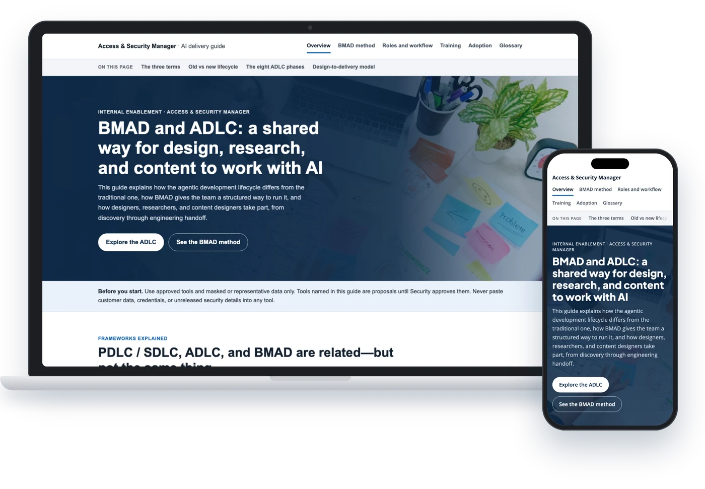 The AI delivery guide shown on laptop and mobile