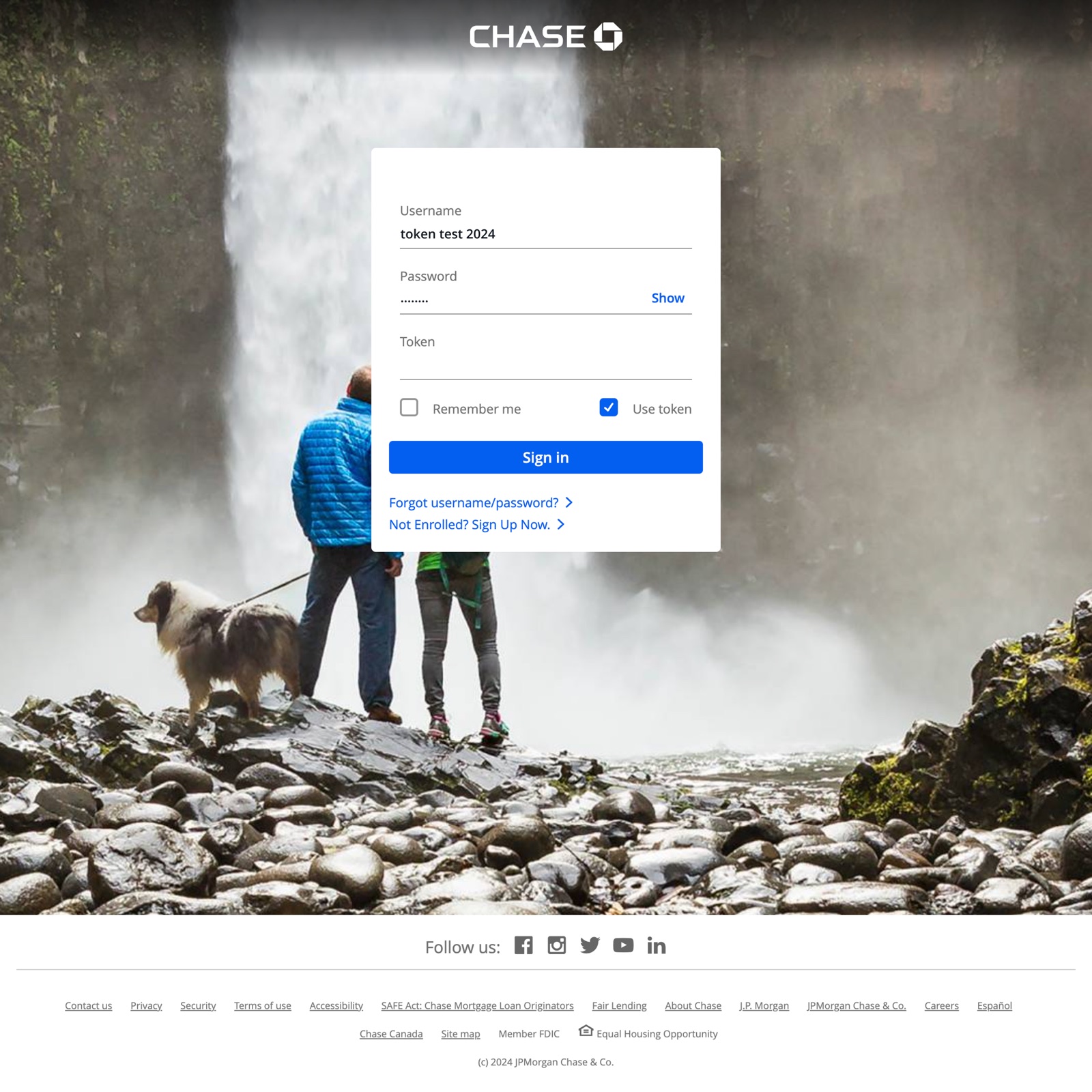 The sign-in page going forward, now with a Token field alongside username and password