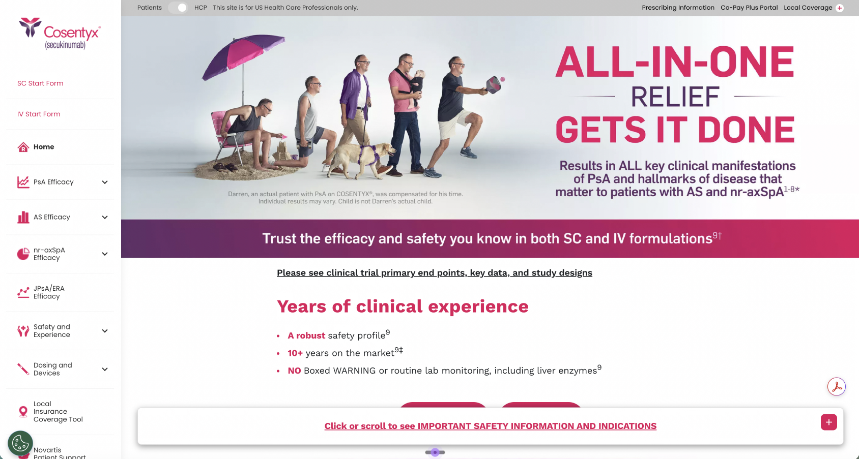 Cosentyx HCP website — design system components delivering a better digital experience for healthcare professionals